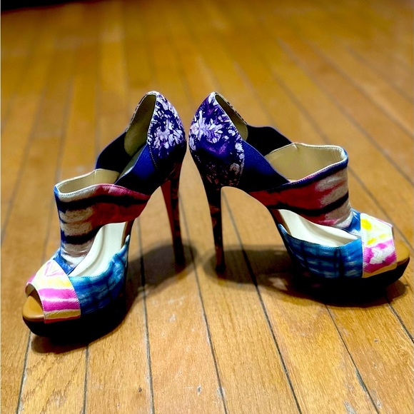 Christian Louboutin Pitou 150 Bazin Cutout Printed Red Sole Bootie Women 37.5 - Picture 3 of 14